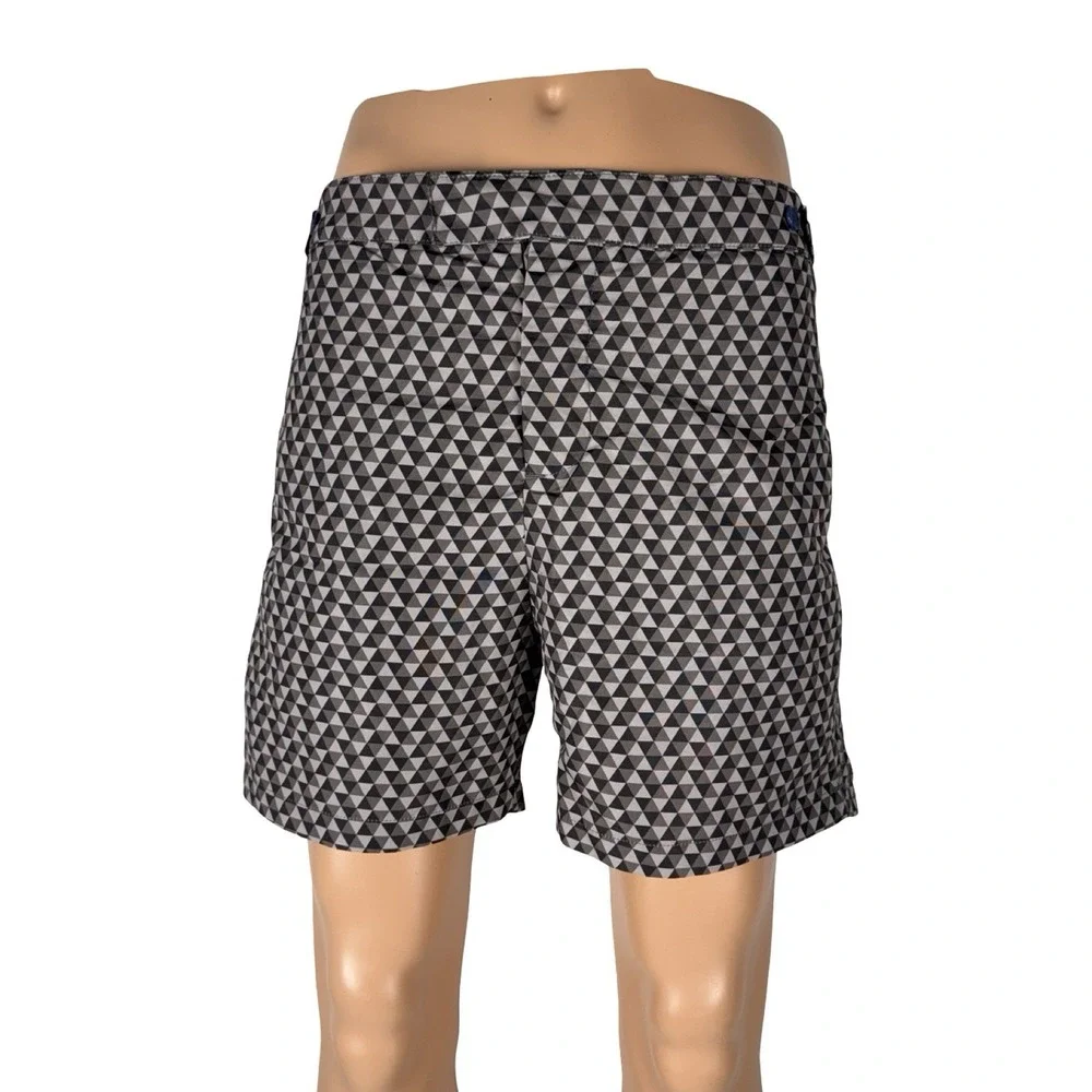 Frescobol Carioca x Aman Mens 36 Shorts Printed Swim Brown Tan Lined Casual EUC